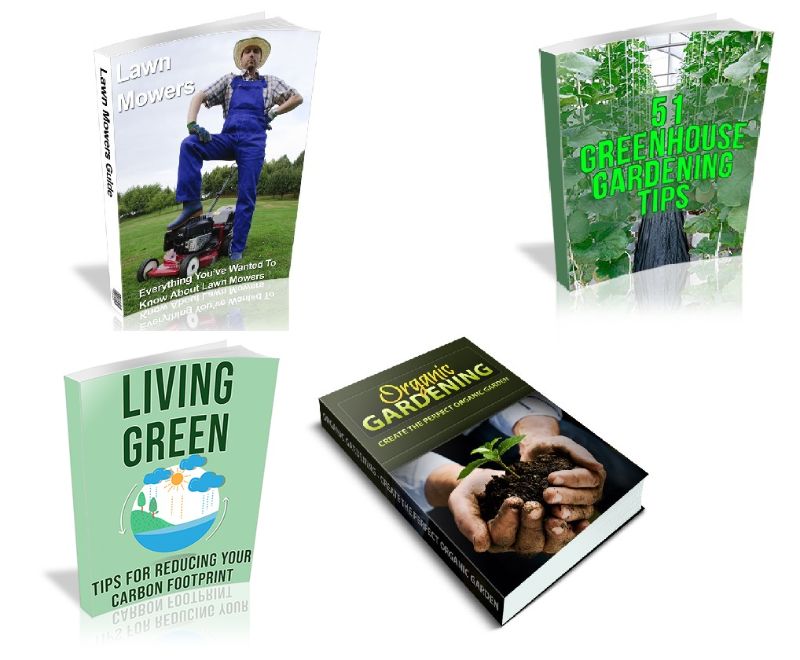 Bundle of Lawn Mowers, Gardening Minisite, Greenhouse Growing Tips and Living Green